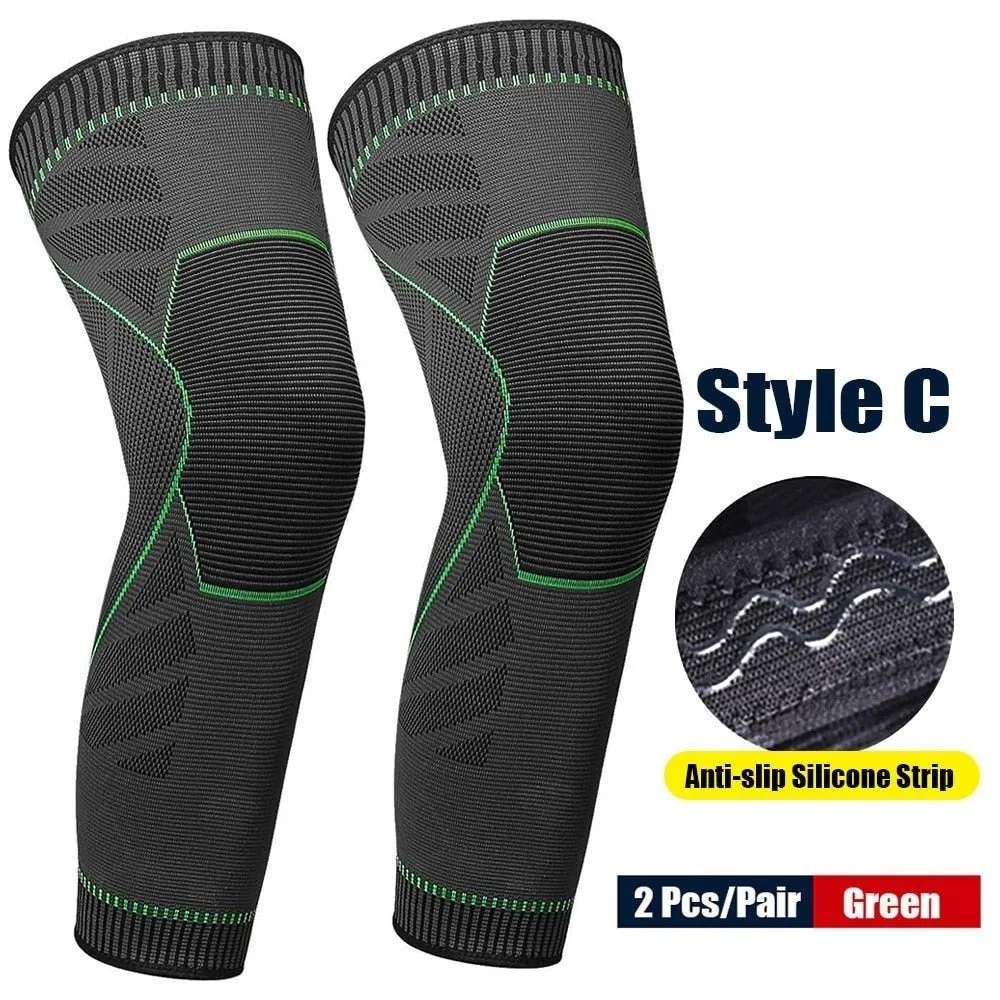 1pair Full Leg Compression Knee Sleeves Protector for Weightlifting Arthritis Joint Pain Relief