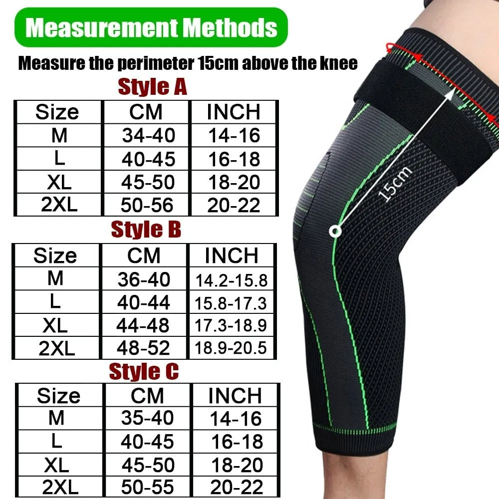 1pair Full Leg Compression Knee Sleeves Protector for Weightlifting Arthritis Joint Pain Relief