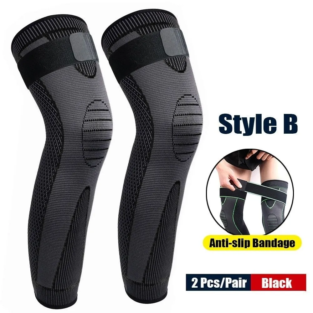 1pair Full Leg Compression Knee Sleeves Protector for Weightlifting Arthritis Joint Pain Relief