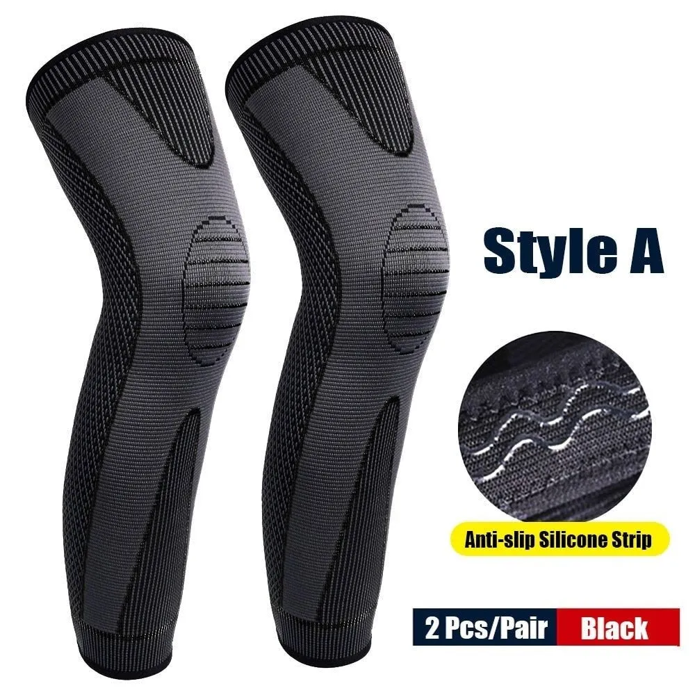 1pair Full Leg Compression Knee Sleeves Protector for Weightlifting Arthritis Joint Pain Relief