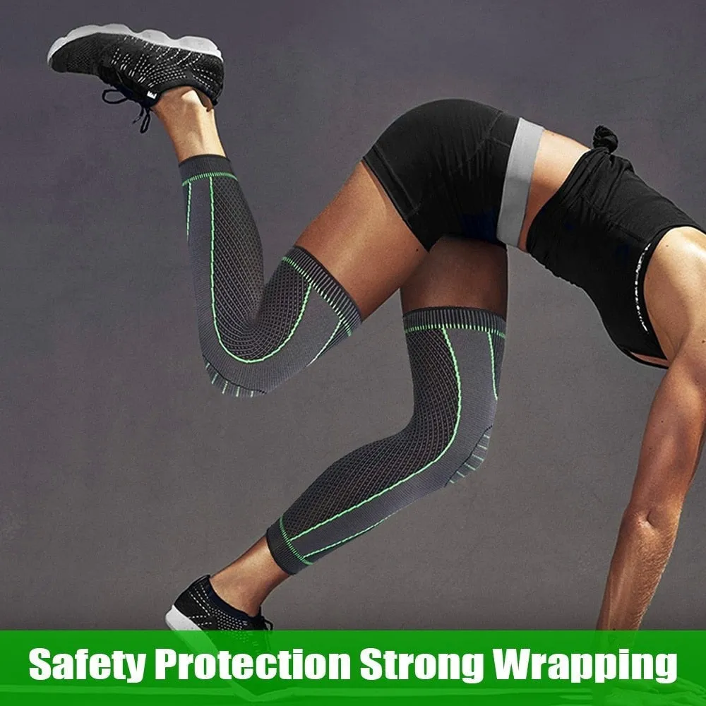 1pair Full Leg Compression Knee Sleeves Protector for Weightlifting Arthritis Joint Pain Relief