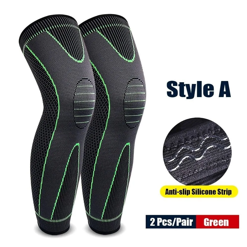 1pair Full Leg Compression Knee Sleeves Protector for Weightlifting Arthritis Joint Pain Relief