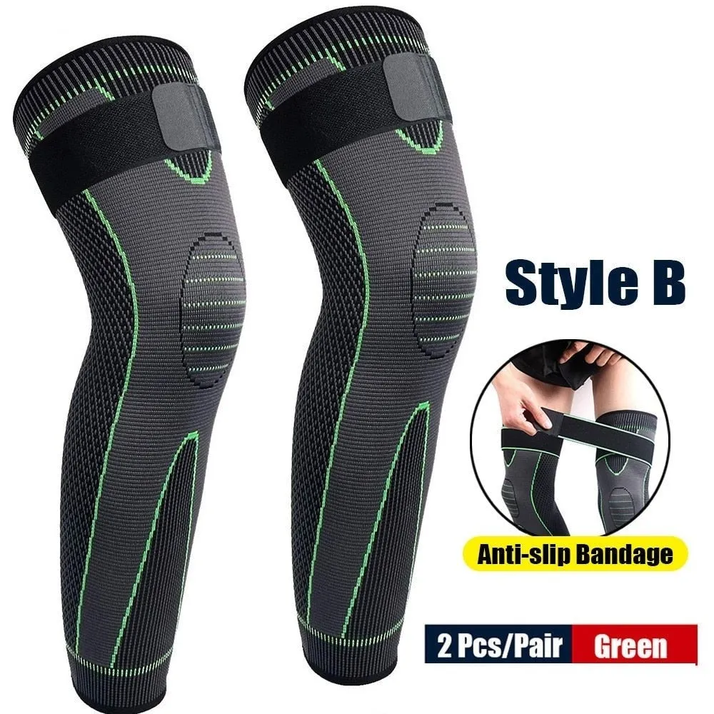 1pair Full Leg Compression Knee Sleeves Protector for Weightlifting Arthritis Joint Pain Relief