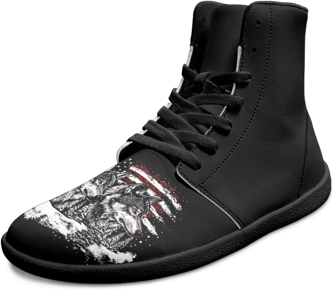 Barefoot Shoes for Men Comfortable Zero Drop Tennis Running Hiking Workout Shoes Wide Toe Box Anti-Skid Waterproof Sneakers for Teen Boys Black US 5-14