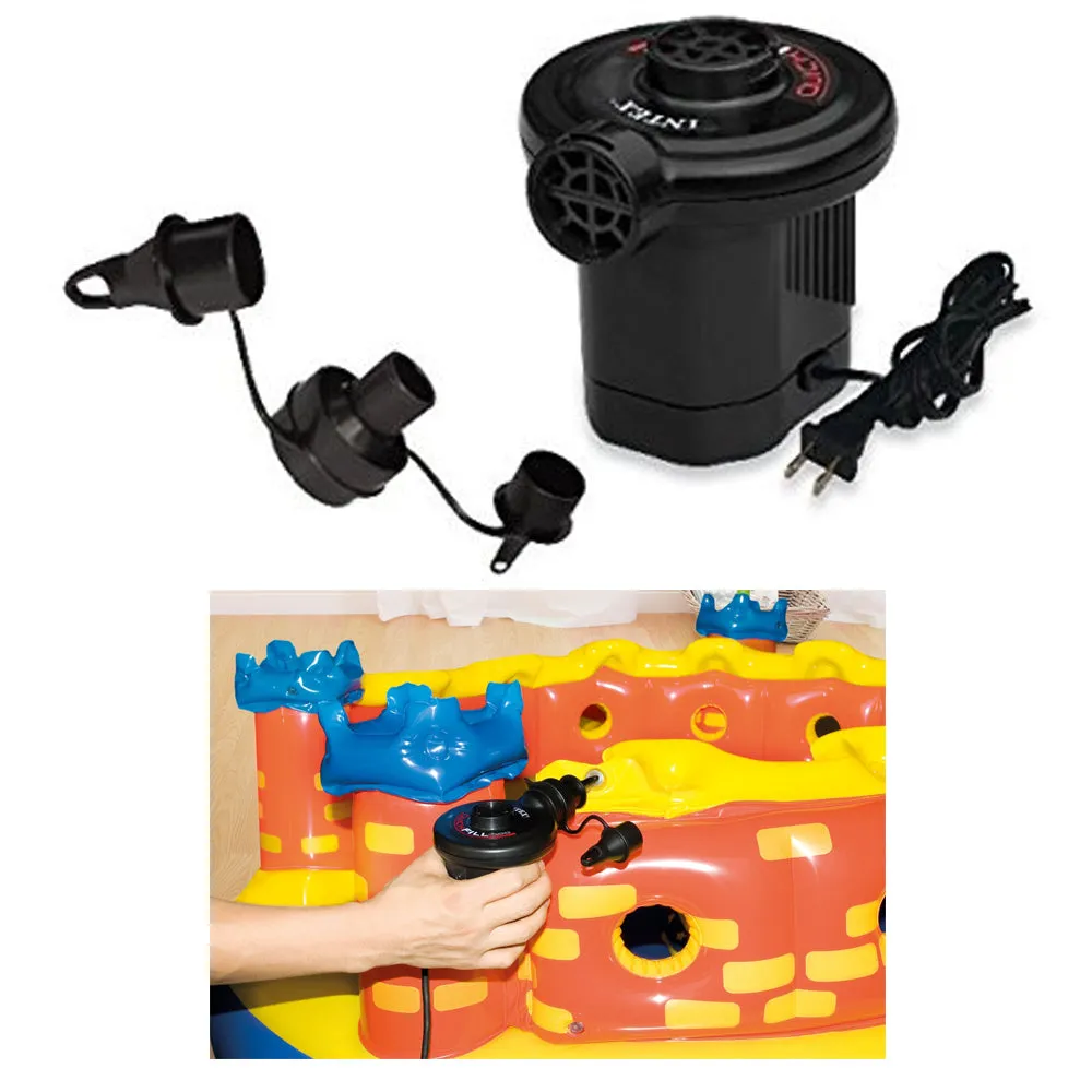Intex Electric Pump Air Inflator Deflate 3 Nozzles Bed Mattress Toy 110 120V AC