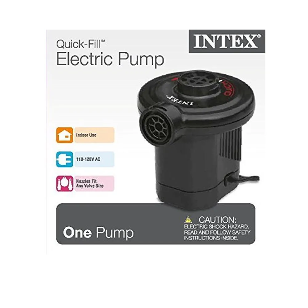 Intex Electric Pump Air Inflator Deflate 3 Nozzles Bed Mattress Toy 110 120V AC