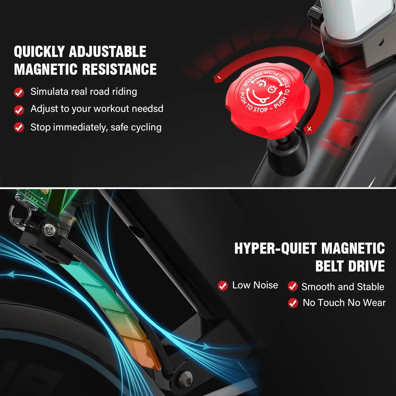 POOBOO Indoor Cycling Bike Exercise Bike Bluetooth Stationary Bike Heavy-duty Flywheel with Silent Magnetic Resistance 100 Levels for Home Gym Exercise