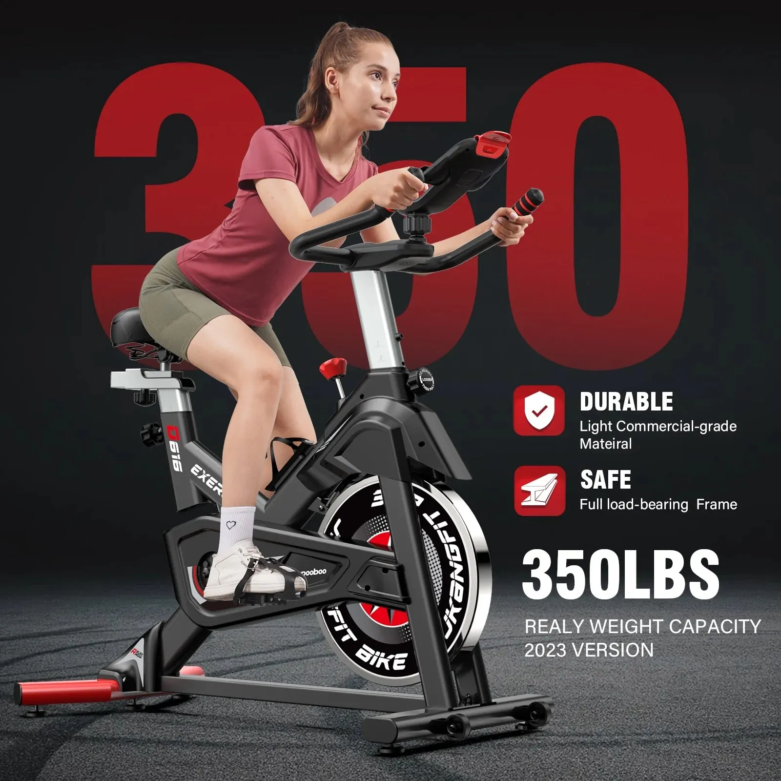 POOBOO Indoor Cycling Bike Exercise Bike Bluetooth Stationary Bike Heavy-duty Flywheel with Silent Magnetic Resistance 100 Levels for Home Gym Exercise