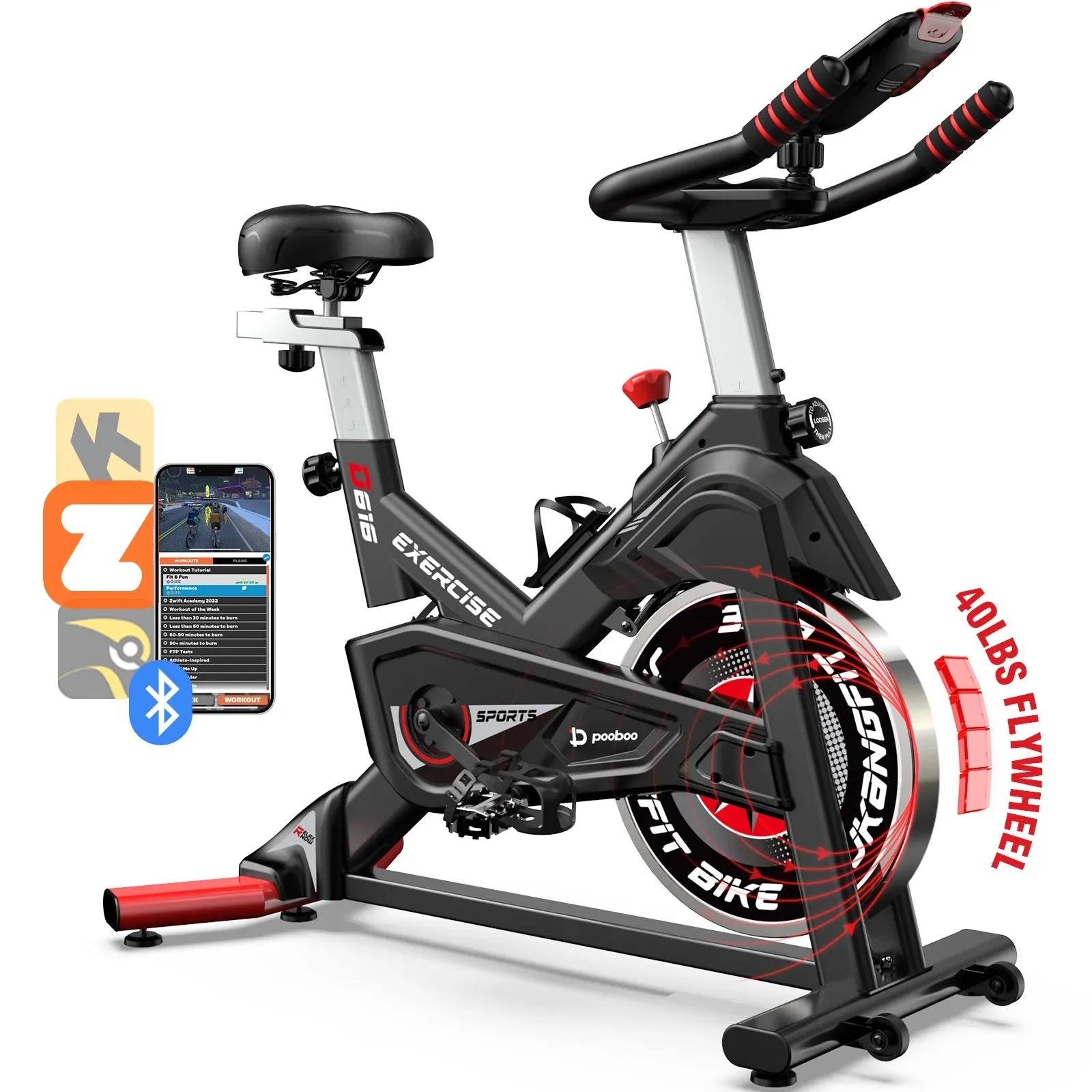 POOBOO Indoor Cycling Bike Exercise Bike Bluetooth Stationary Bike Heavy-duty Flywheel with Silent Magnetic Resistance 100 Levels for Home Gym Exercise
