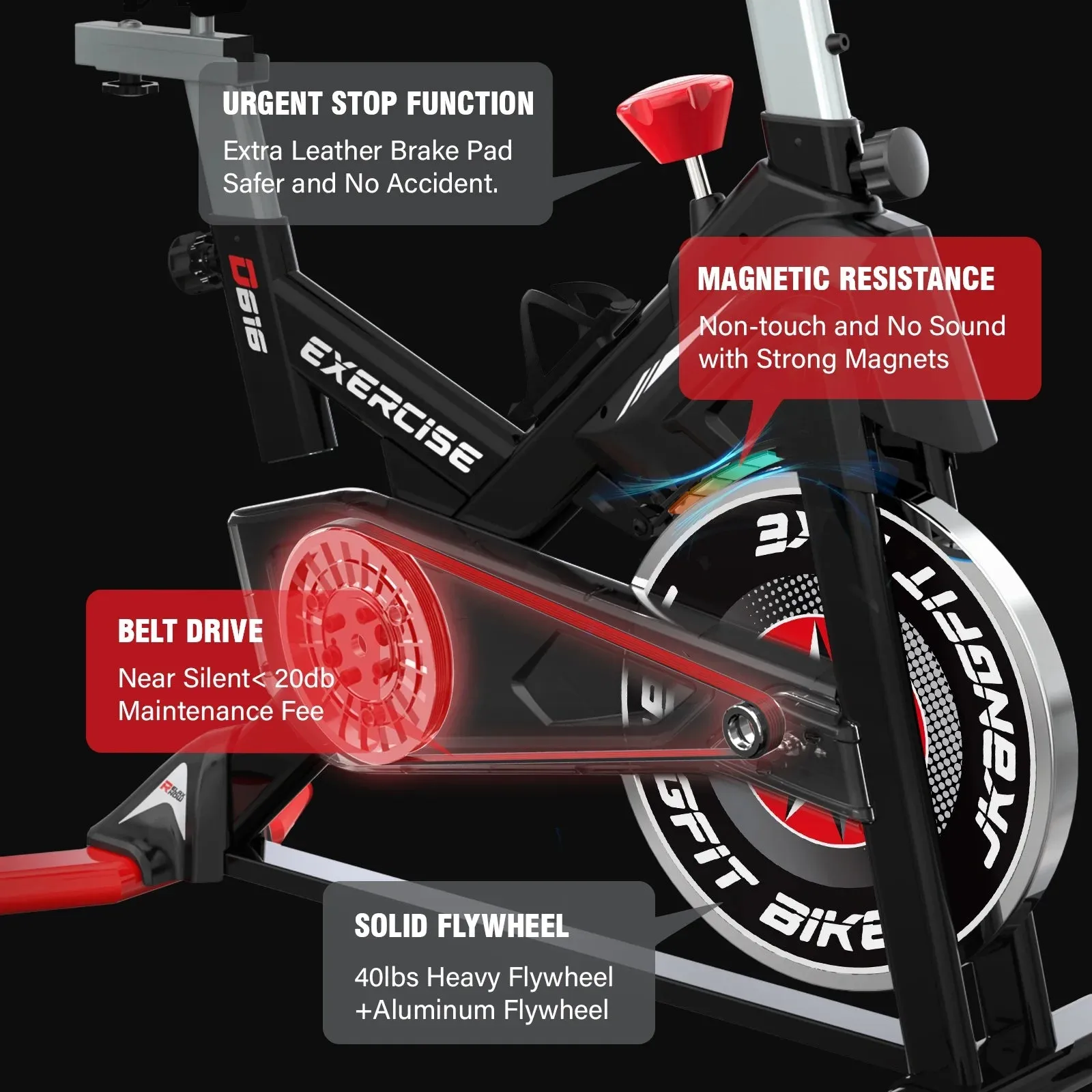POOBOO Indoor Cycling Bike Exercise Bike Bluetooth Stationary Bike Heavy-duty Flywheel with Silent Magnetic Resistance 100 Levels for Home Gym Exercise