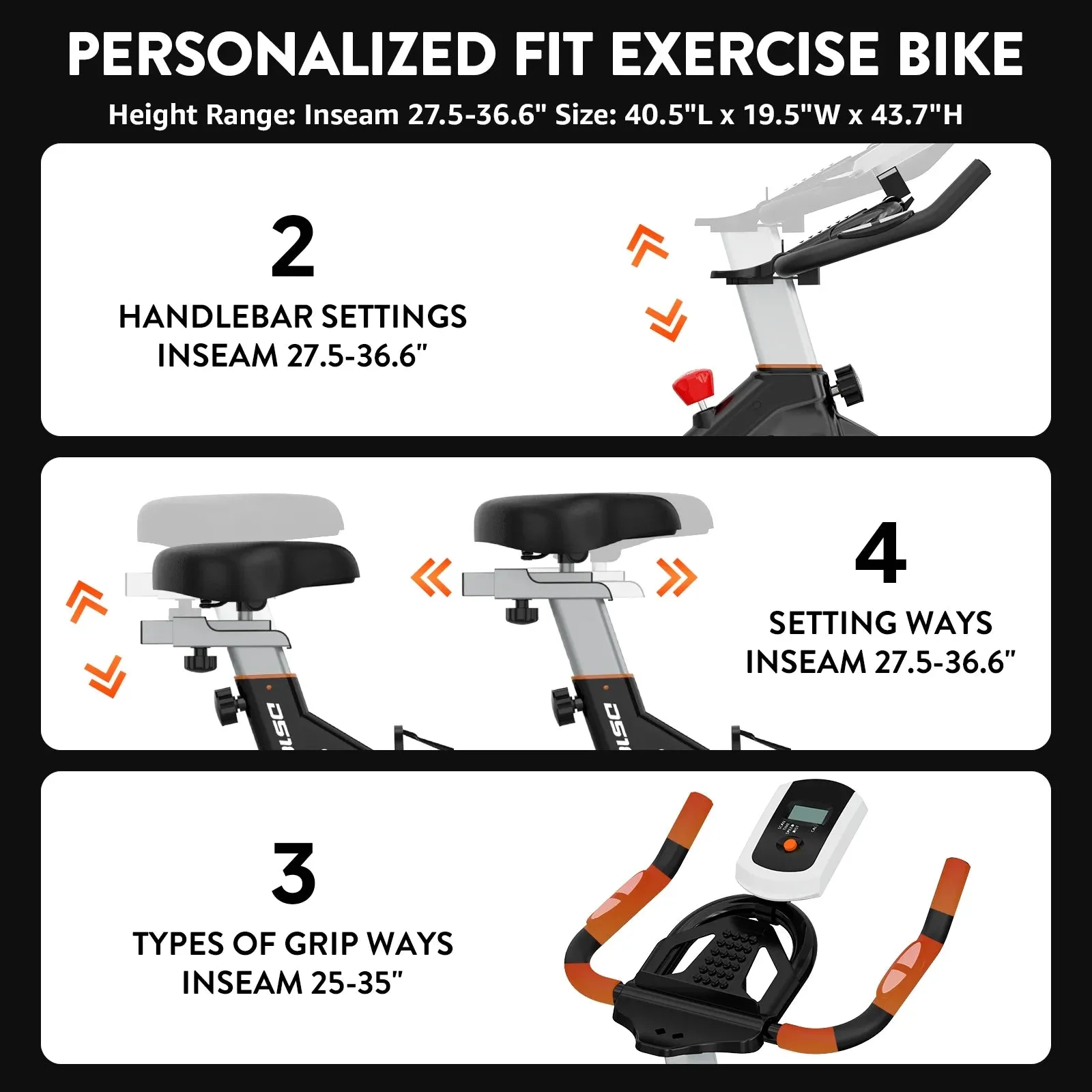 Pooboo Magnetic Exercise Bike Indoor Cycling Bike for Home Cardio Workout Stationary Bike Heavy-Duty Flywheel Quiet Belt Drive