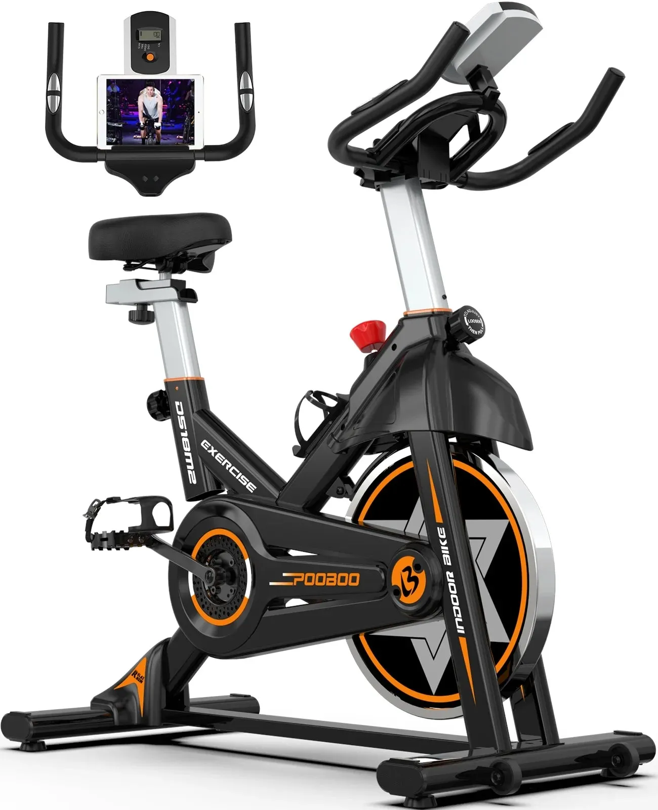 Pooboo Magnetic Exercise Bike Indoor Cycling Bike for Home Cardio Workout Stationary Bike Heavy-Duty Flywheel Quiet Belt Drive