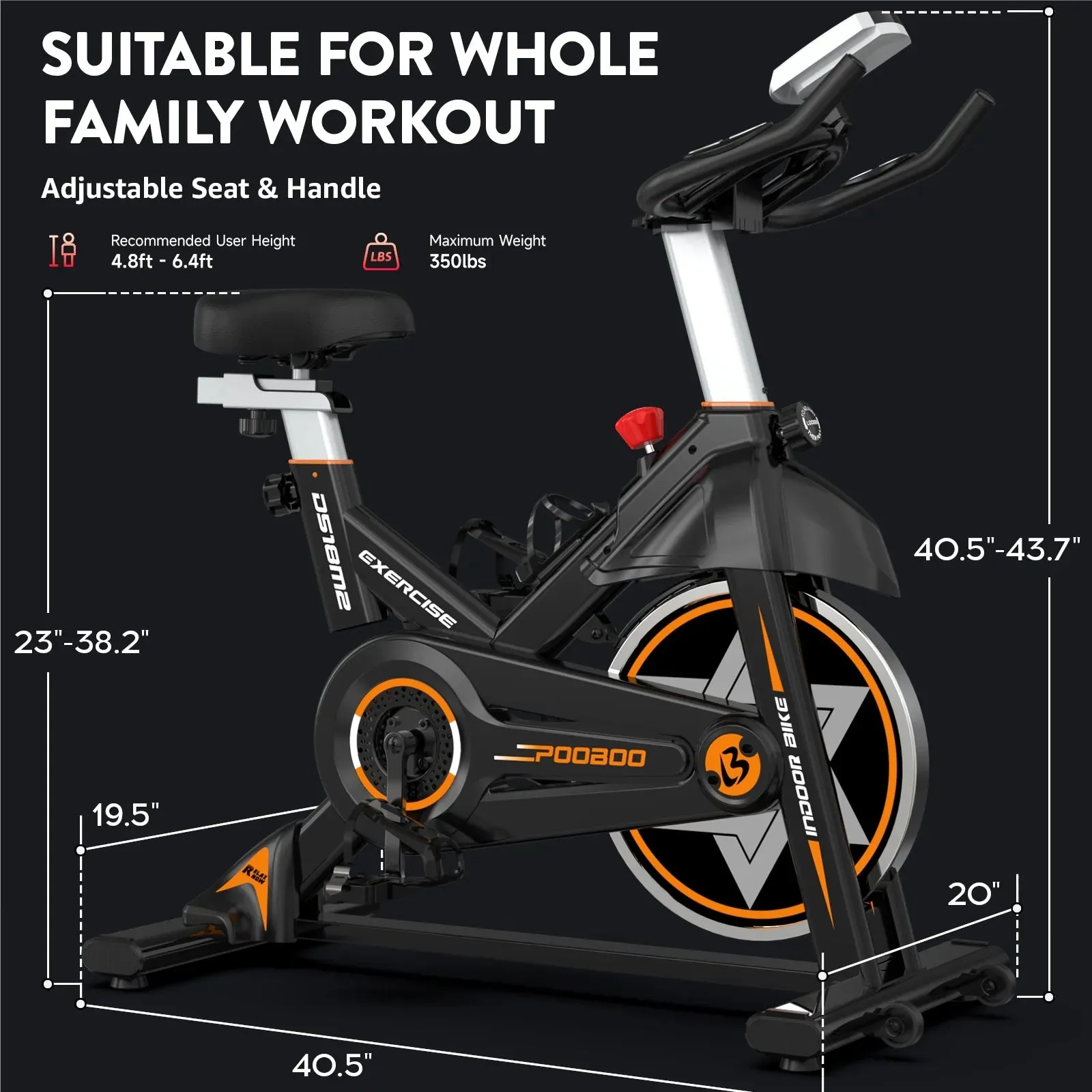 Pooboo Magnetic Exercise Bike Indoor Cycling Bike for Home Cardio Workout Stationary Bike Heavy-Duty Flywheel Quiet Belt Drive