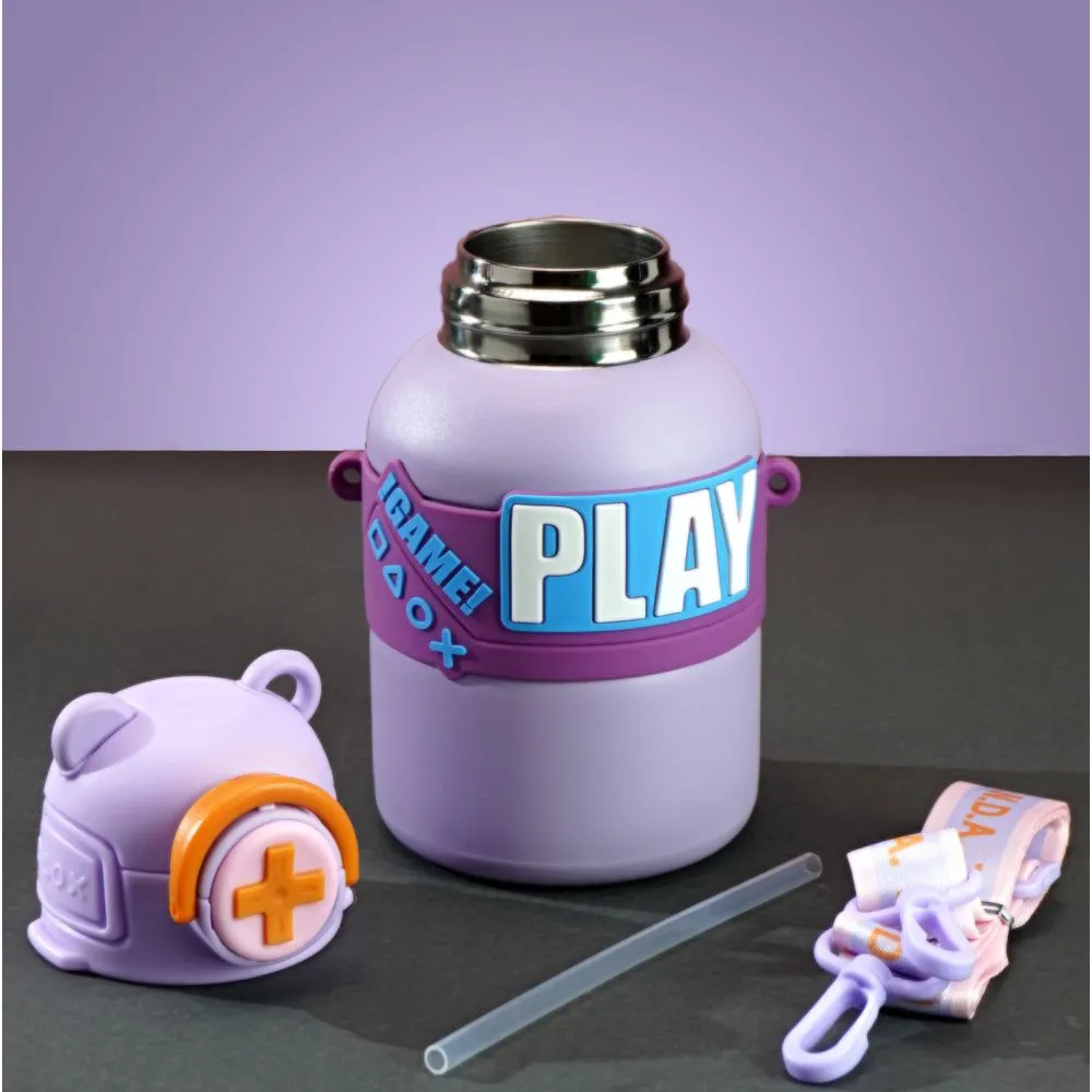 Purple Game Theme Stainless Steel Kids Water Bottle, 550ml