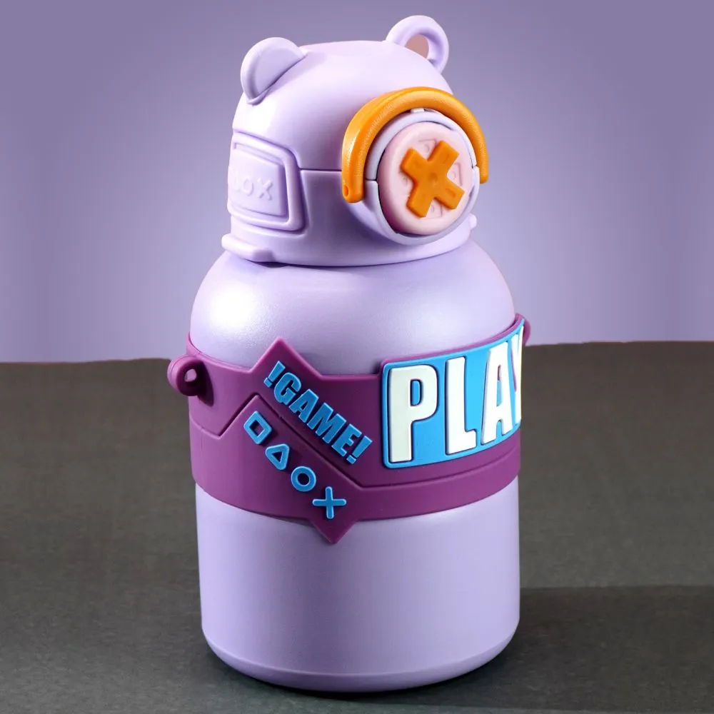 Purple Game Theme Stainless Steel Kids Water Bottle, 550ml