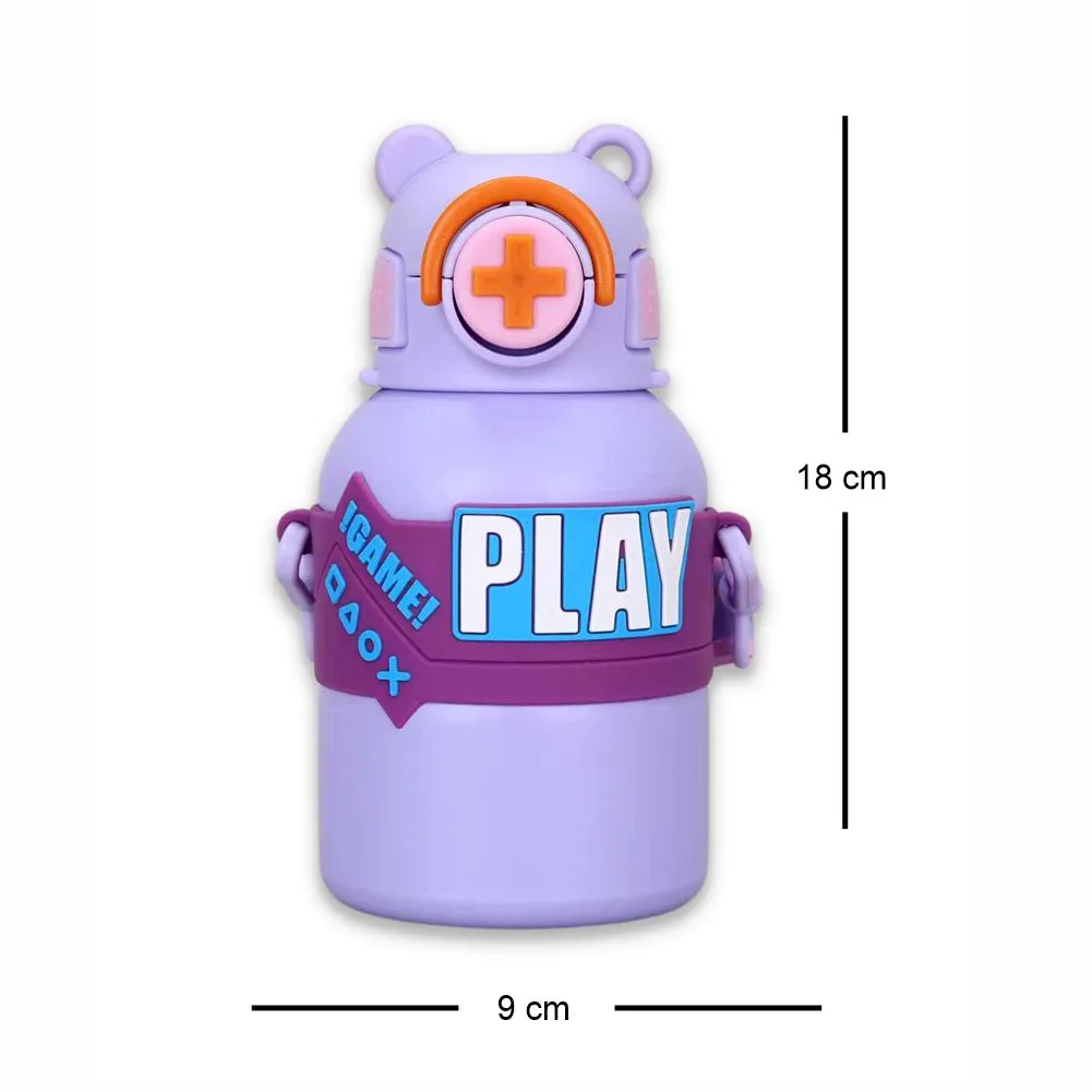 Purple Game Theme Stainless Steel Kids Water Bottle, 550ml
